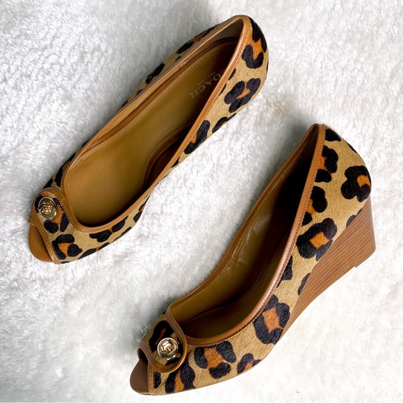 Coach Shoes - Coach Leopard Print Wedges